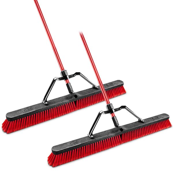 Libman 36 in. Multi-Surface Push Broom Set with Brace and Handle (2-Pack)