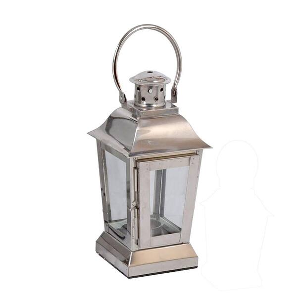 Unbranded 10.5 in. Chrome Square Small Lantern