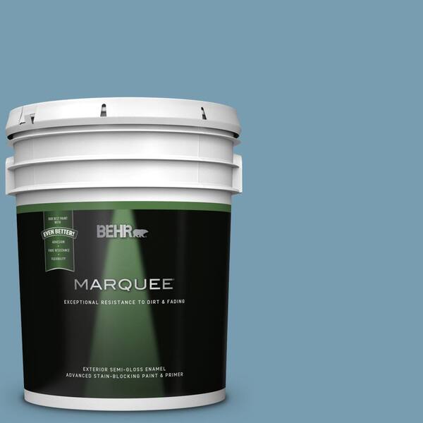 BEHR MARQUEE 5 gal. #UL230-17 Blue Cascade Semi-Gloss Enamel Exterior Paint and Primer in One