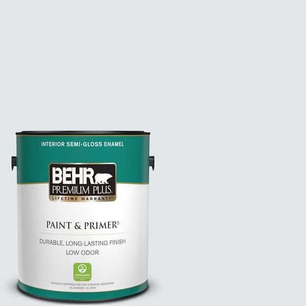 BEHR PREMIUM PLUS 1 gal. #610E-2 Winter Day Semi-Gloss Enamel Low Odor Interior Paint & Primer
