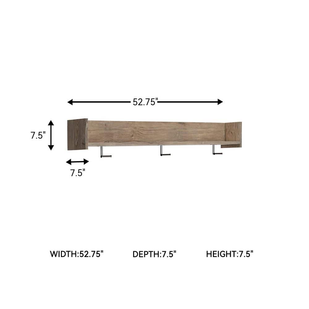 Oliah Brown Wall-Mounted Coat Rack with Shelf - thumbnail 8