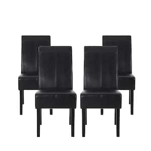 Braydon Midnight Black Faux Leather T-Stitch Dining Chair (Set of 4)