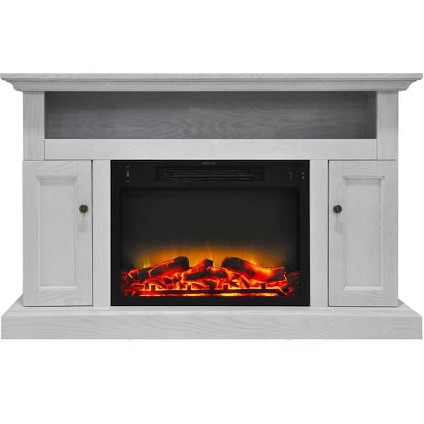 Hanover Kingsford 47 in. Electric Fireplace with an Enhanced Log Display and Entertainment Stand in White