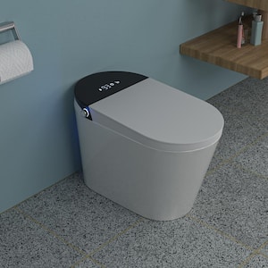 Elongated Heated Seat Bidet Toilet 1.28 GPF in White with Smart Remote, Auto Open/Close, Foot Sensor Flush, LED Display