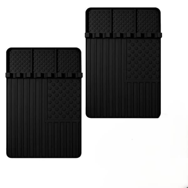 Silicone Grill Mat Compatible with Blackstone BBQ Griddle Tool Mat with Drip Pad 2-Piece Black