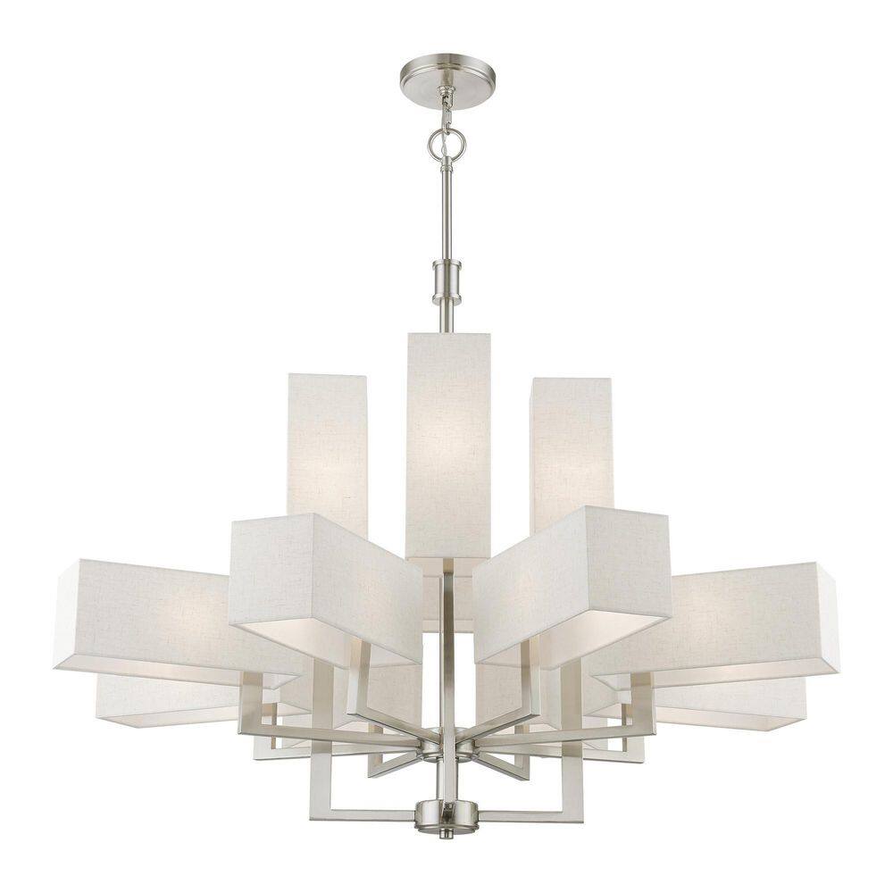 Elegant Brushed Nickel 12-Light Chandelier with Crystal Accents