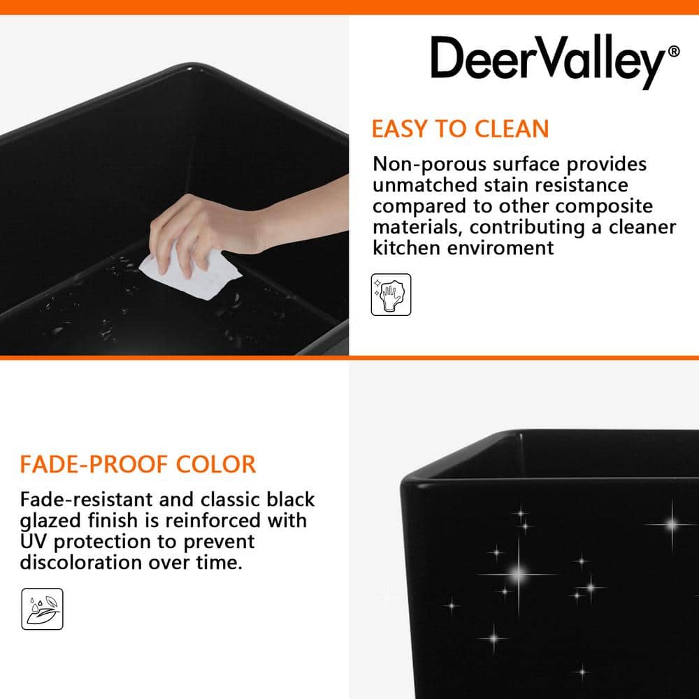 Matte Black Fireclay Single Bowl Farmhouse Kitchen Sink