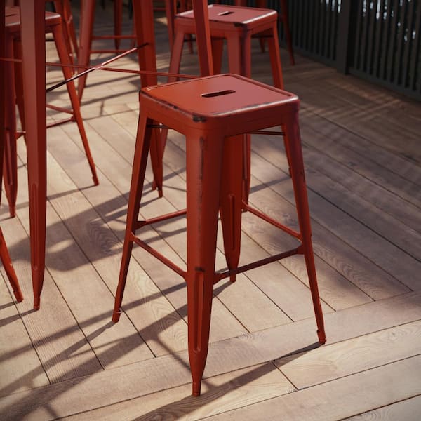 Carnegy Avenue Stackable Metal Outdoor Bar Stool (4-Pack)