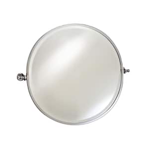Radiance 28 in. W x 24 in. H Framed Round Bathroom Vanity Mirror in SATIN NICKEL