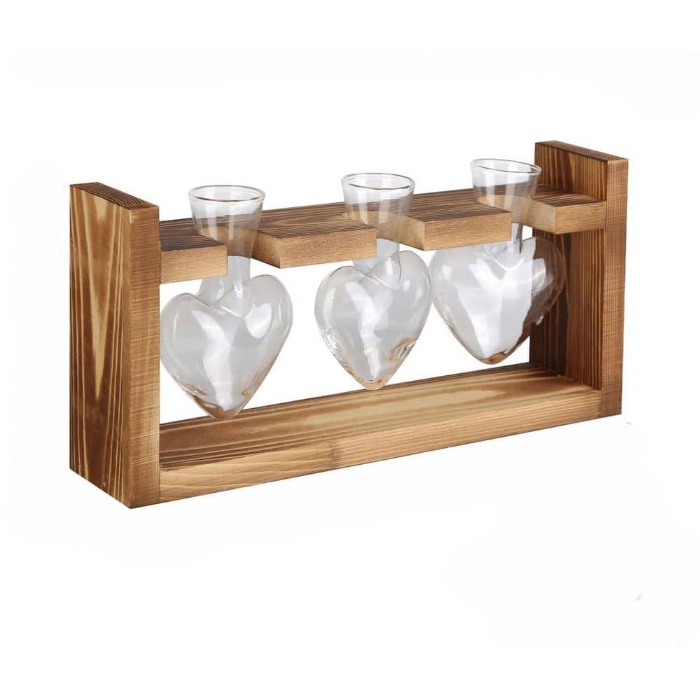 3.93in. x2.95in. x 1.18in. Clear Glass Heart Indoor Hydroponics Plant Terrarium Propagation Station Wooden Stand Desktop price history on PriceWatchPro