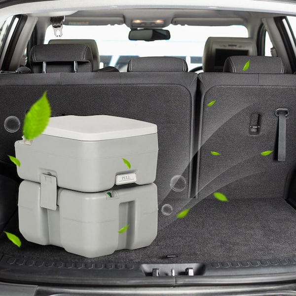 5.3 Gal. Gray Portable Toilet with Piston Pump Flush