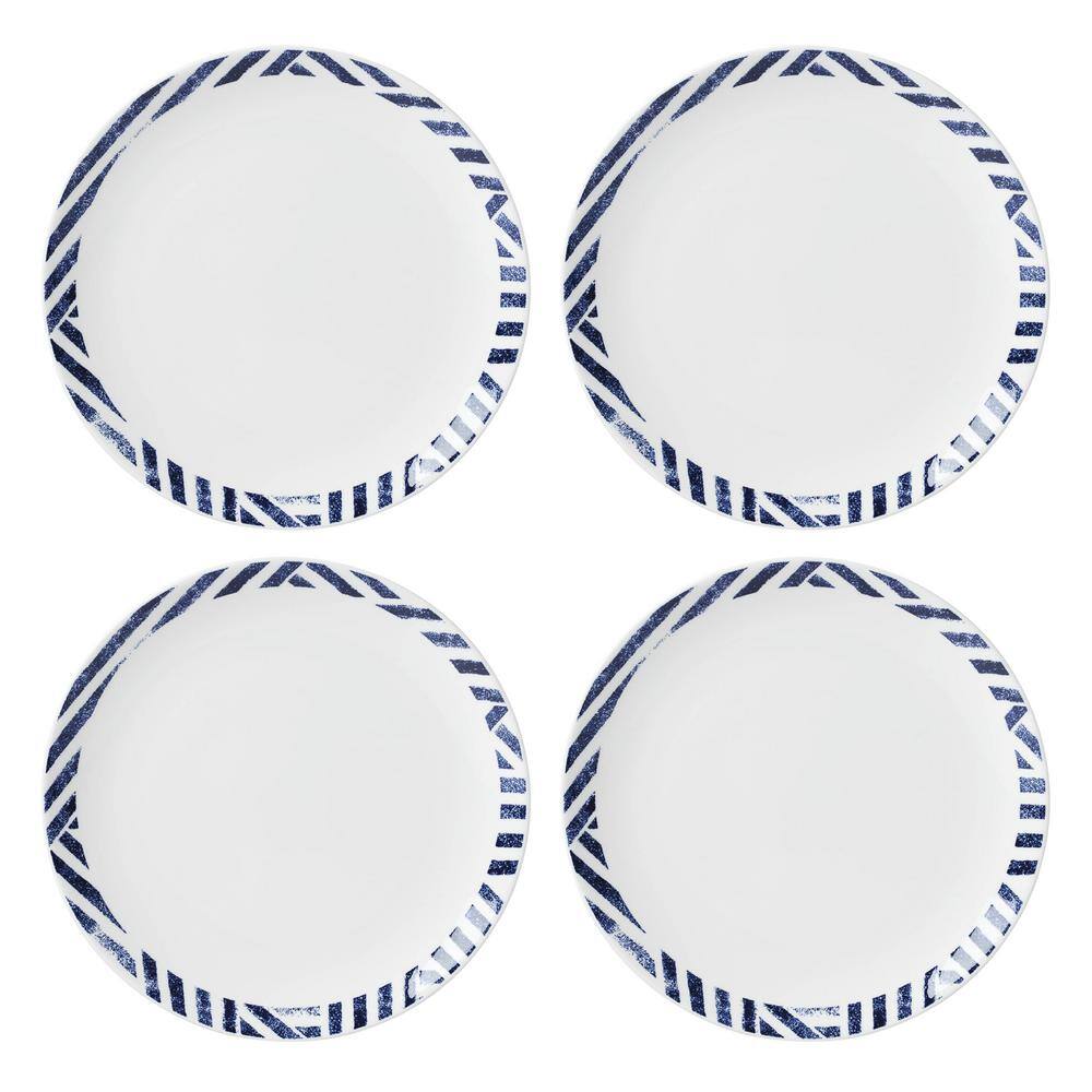 Navy and White Porcelain 12-Piece Geometric Dinnerware Set