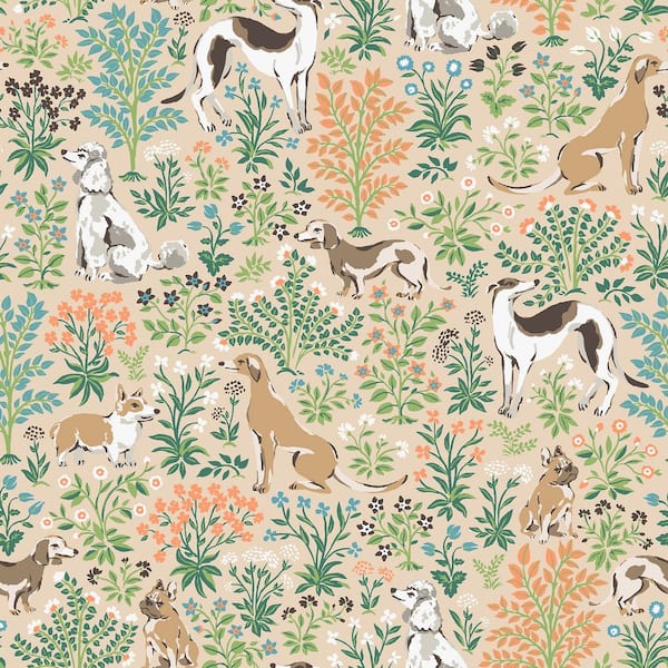 216 in. x 20.5 in. Beige Must Love Dogs Peel and Stick Wallpaper