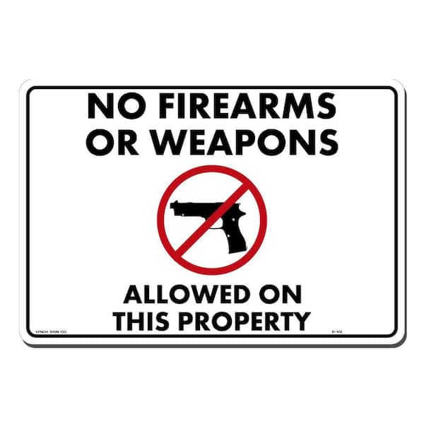 Lynch Sign 14 in. x 10 in. No Fire Arms Sign Printed on More Durable, Thicker, Longer Lasting Styrene Plastic