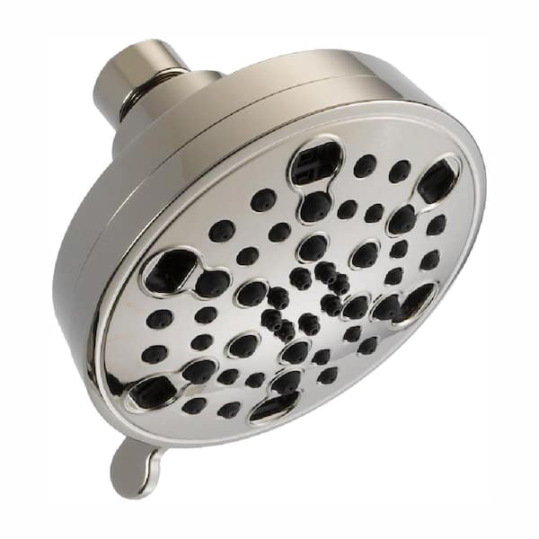 Delta 5-Spray Patterns 1.75 GPM 4.19 in. Wall Mount Fixed Shower Head with H2Okinetic in Polished Nickel
