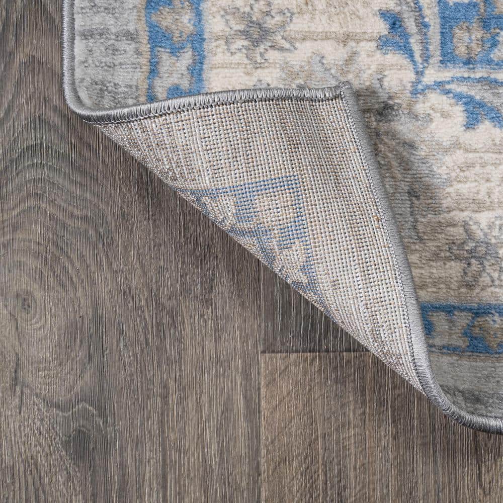 Gray/Blue Vintage Oushak-Inspired Easy-Care Area Rug