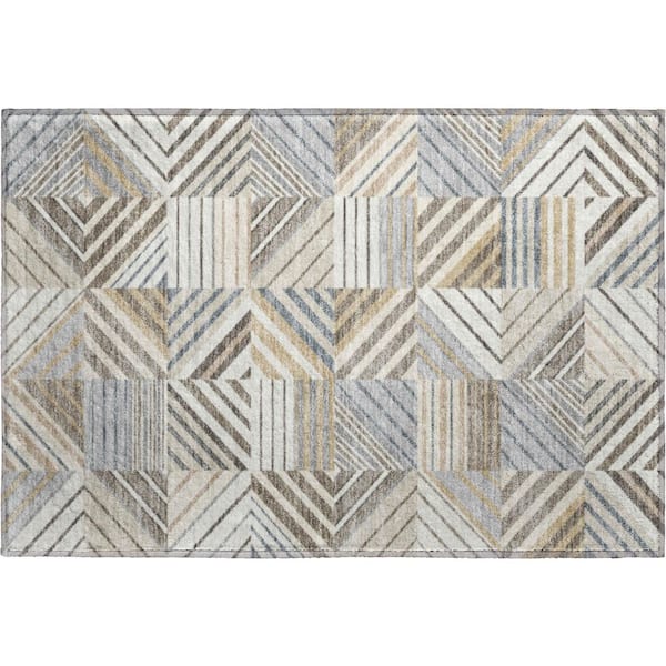 Mayfield Premium Machine Washable Abstract AMF2399 Ivory 2 ft. x 3 ft. Accent Rug