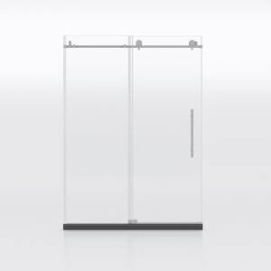 BradF 60 in. W x 76 in. H Sliding Frameless Shower Door in Brushed Nickel with 3/8 in. (10mm) Tempered Clear Glass