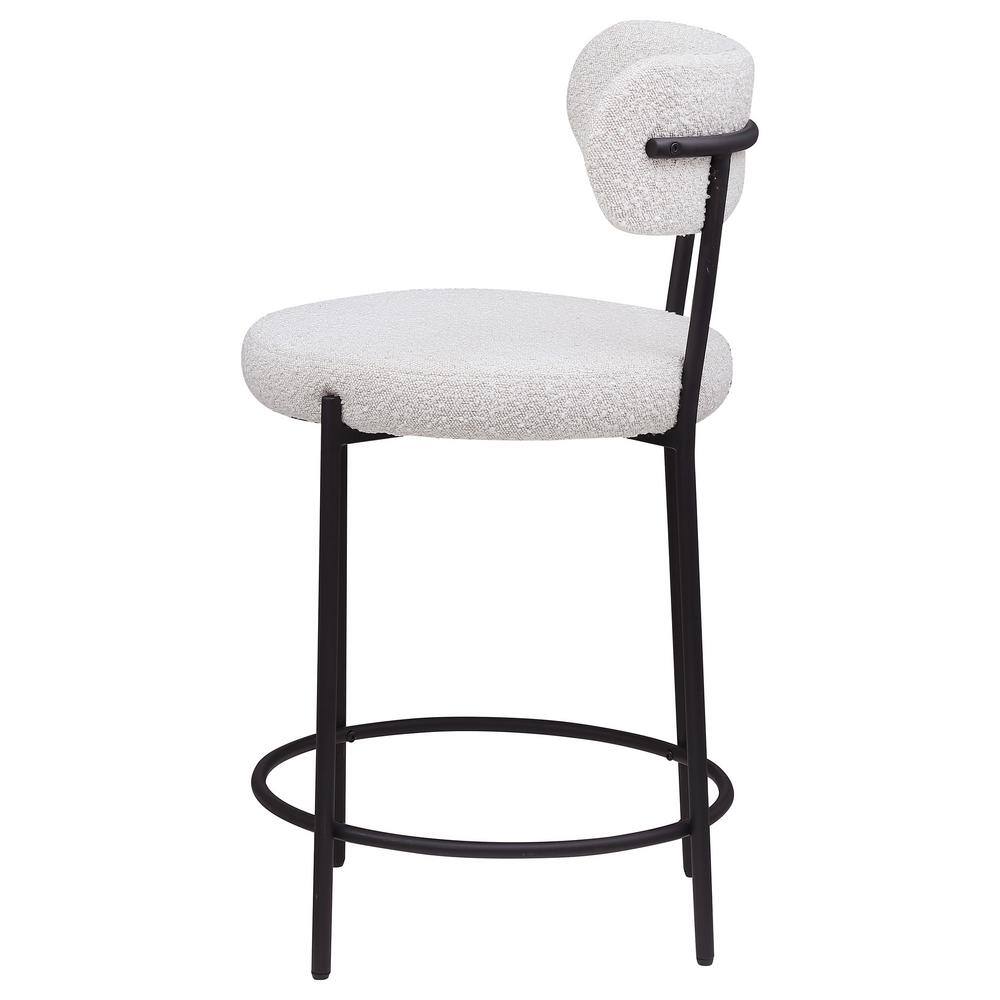 Viola Cream Boucle Upholstered Counter Stools with Black Metal Frame