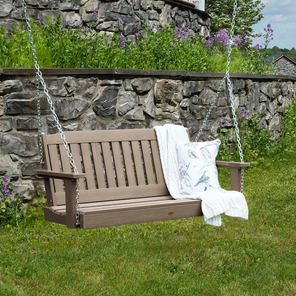 Lehigh 4 ft. 2-Person Woodland Brown Recycled Plastic Porch Swing