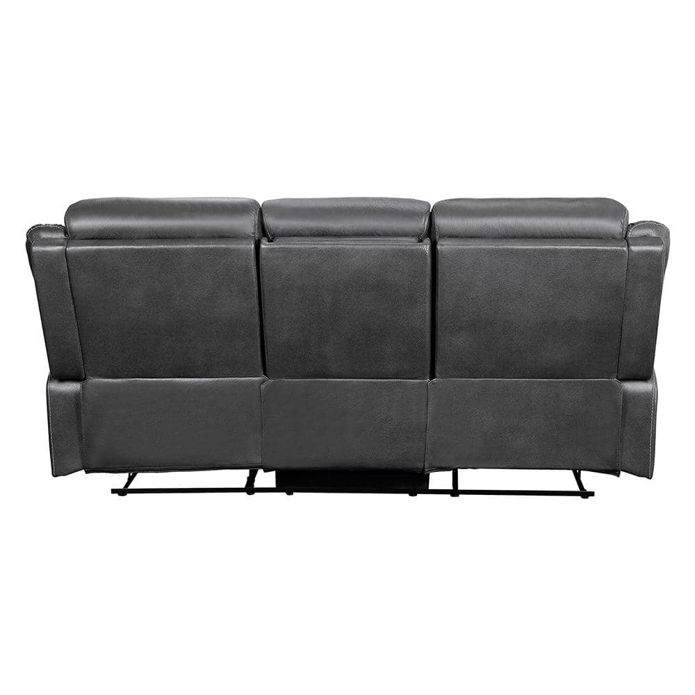 Gray Microfiber Manual Reclining Sofa with Cup Holders and Storage