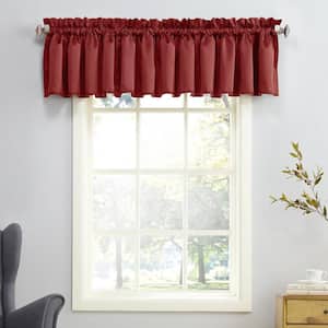 Gregory Brick Red Polyester 54 in. W x 18 in. L Rod Pocket Room Darkening Curtain Valance (Single Panel)