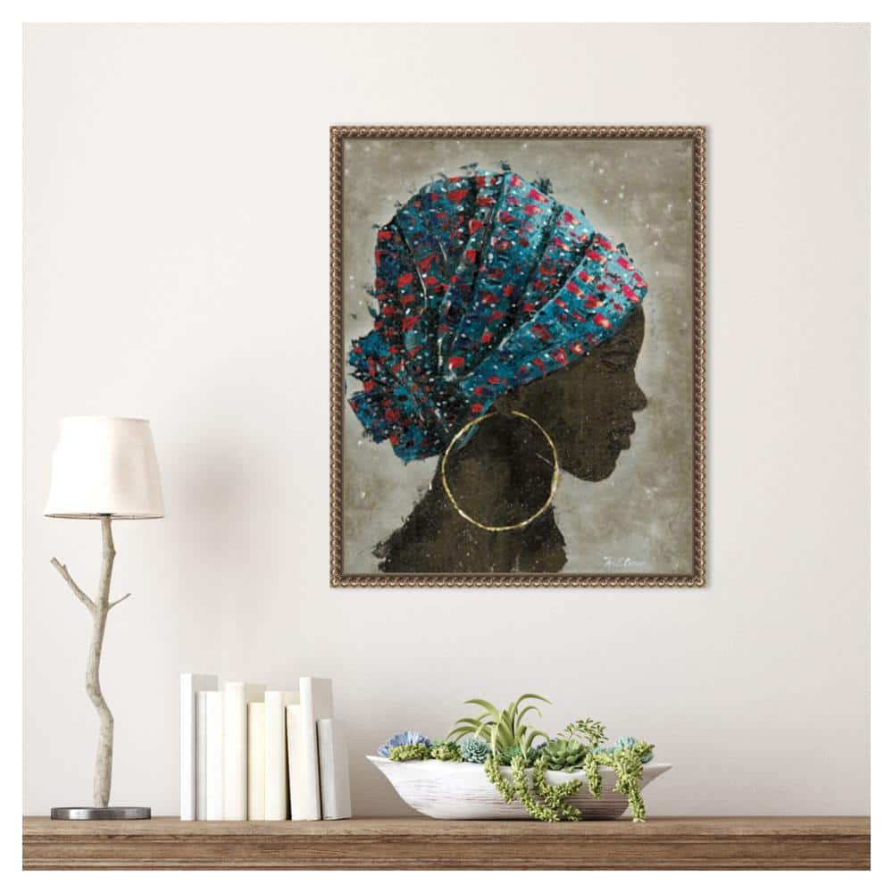Profile of a Woman I Bronze Framed Canvas Wall Art