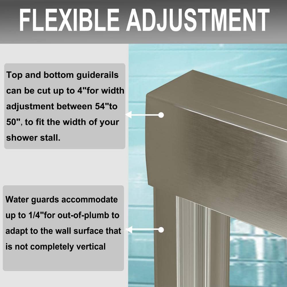 60" Chrome Semi-Frameless Sliding Shower Door with Clear Glass