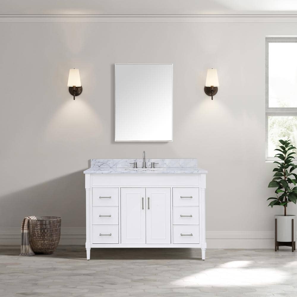 Selene Elegance 49'' White Single Freestanding Bathroom Vanity