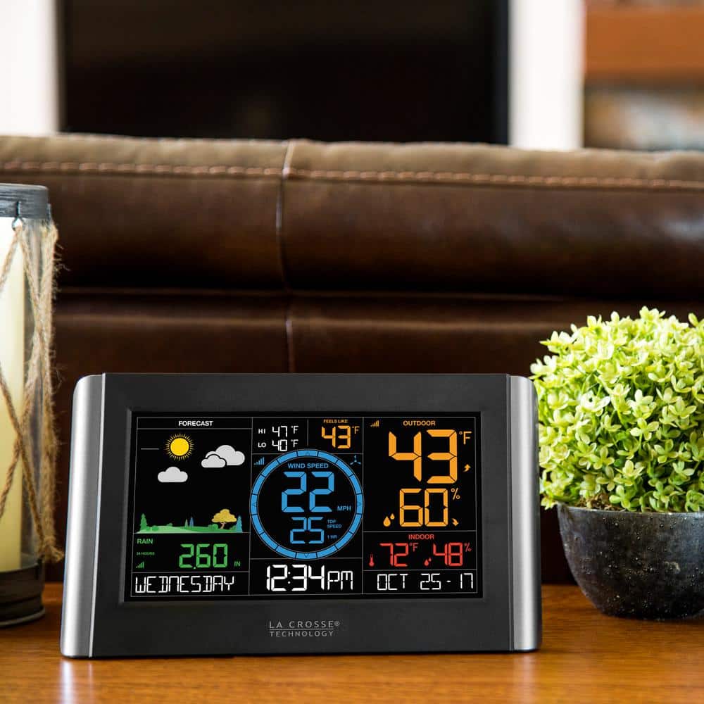Black Wireless Digital Color Weather Station with Humidity Sensor