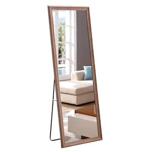 22.8 in. W x 65 in. H Rectangle Deep Wood Grain Solid Wood Frame Dressing Mirror