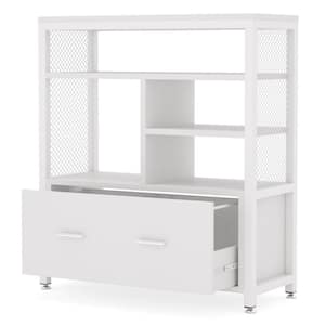 Vinsetto White Mobile Filing Cabinet Printer Stand with 2-Drawers, 3-Open  Storage Shelves for Home Office Organization 924-034V80WT - The Home Depot