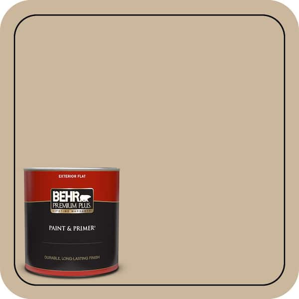 BEHR PREMIUM PLUS 1 qt. #MQ2-21 Elemental Tan Flat Exterior Paint & Primer