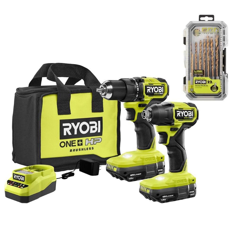 ONE+ HP 18V Brushless Cordless Compact 2-Tool Combo Kit w/(2) Batteries, Charger, Bag & Titanium Drill Bit Set (22PC) price history on PriceWatchPro