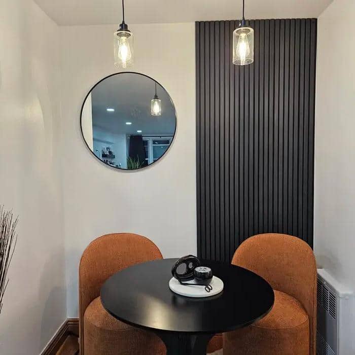 Charcoal Black Acoustic Wood Wall Panels Set of 2