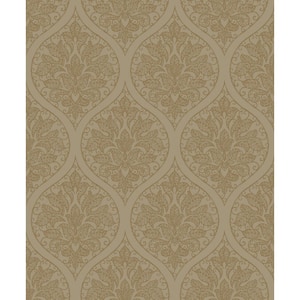 Emporium Collection Gold Ogee Embossed Metallic Finish Non-woven Wallpaper Roll