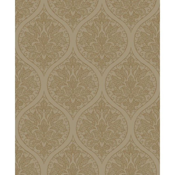 Unbranded Emporium Collection Gold Ogee Embossed Metallic Finish Non-woven Wallpaper Roll