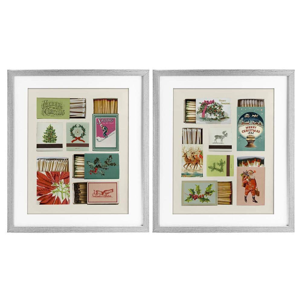 UPC 199652266398 product image for Festive Christmas Match Boxes by Victoria Barnes 2 Piece Gray Framed Graphic Nat | upcitemdb.com