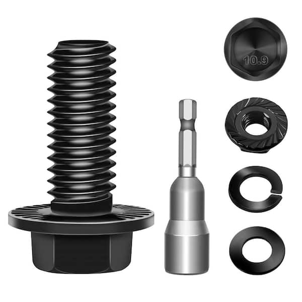 M8 x 20 mm Black Oxide Zinc Flanged Bolt (10-Pack), Class 10.9 Alloy Steel Bolt Set