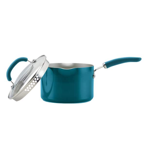 Rachael Ray 8-Quart Covered Oval Pasta Pot with Pour Spout, Green 