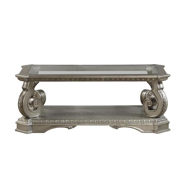 Acme Furniture Northville Antique Champagne and Clear Glass Coffee Table