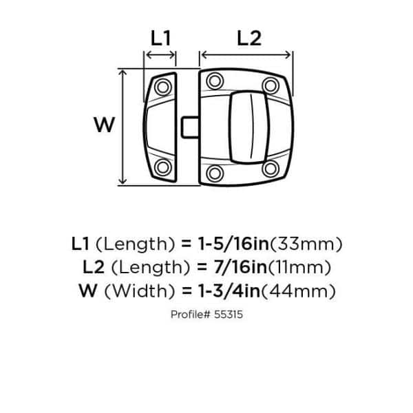 Highland Ridge 1-3/16 in (30 mm) Center-to-Center Aged Pewter Cabinet Door Latch Highland Ridge 1-3/16 in (30 mm) Center-to-Center Aged Pewter Cabinet Door Latch