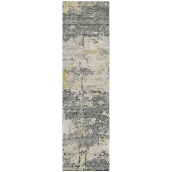 Chantille Machine Washable Indoor/Outdoor Abstract ACN2362 Pewter 2 ft. x 7 ft. Runner Rug