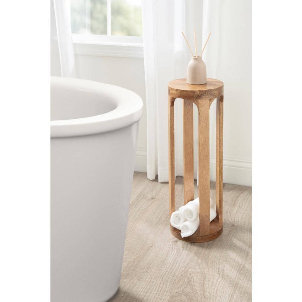 Dahl Natural Mango Wood Slatted Drink Table, 8 x 23