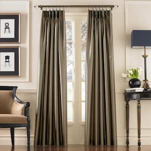 Marquee Bronze Light Filtering Pinch Pleat/Back Tab Lined Curtain Panel - 30 in. W x 120 in. L