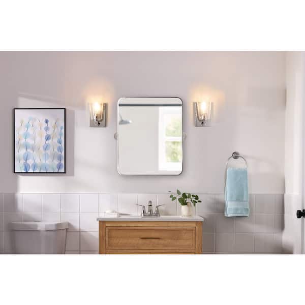Small Rectangle Mirrior Glacier Bay 20 in. W x 24 in. H Rounded Rectangle Framed Wall Bathroom ...