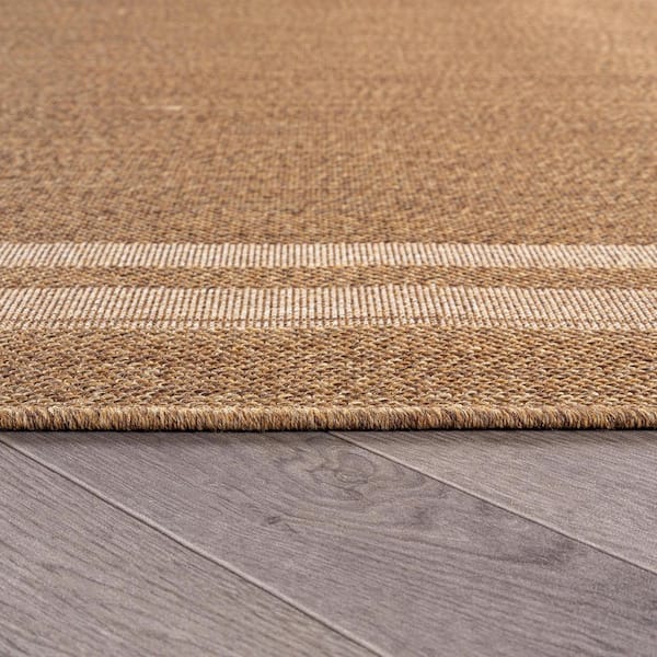 Border Sand/Natural Easy-Care Jute-Style Indoor/Outdoor Flat Woven Area Rug 2 ft. x 3 ft. Sand