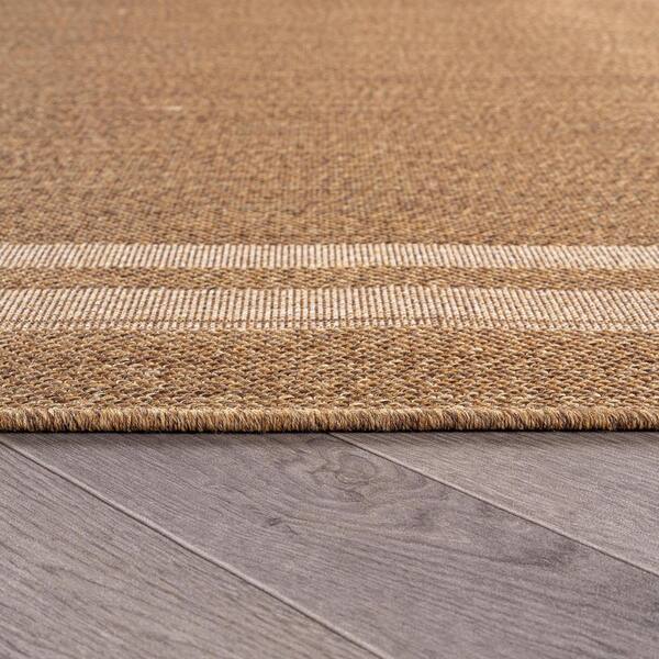 Border Sand/Natural Easy-Care Jute-Style Indoor/Outdoor Flat Woven Area Rug 4 ft. x 6 ft. Sand