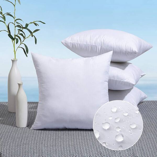 20 in. x 20 in. Water-Resistant Throw Pillow Inserts, Premium Square Pillow Stuffer Sham for Swing, Sofa (4-Pack)