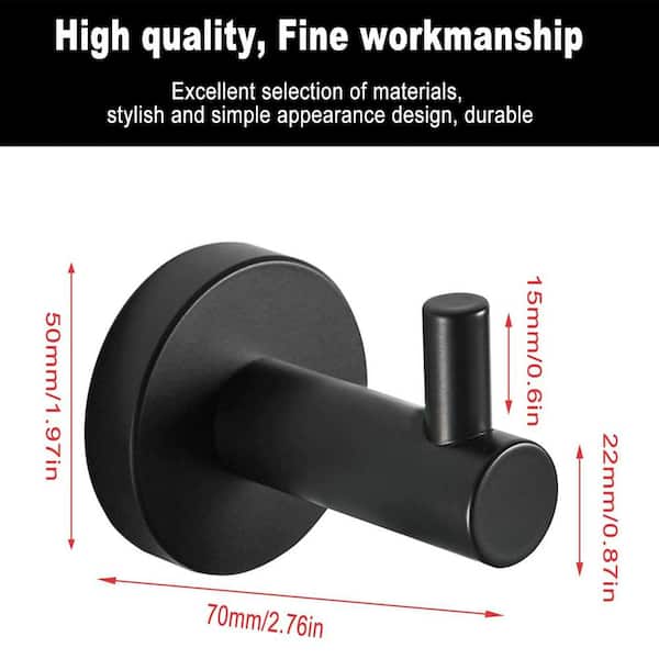 ATKING 4-Pieces Wall-Mounted Stainless Steel Bathroom Robe Hook in Matte  Black A4BK-802 - The Home Depot